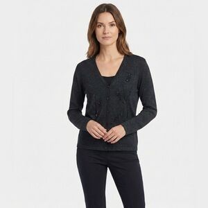 LIZ CLAIBORNE Emma James Beaded Cardi Medium